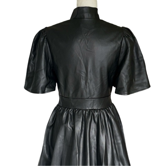 NEW Akira Pu Black Faux Vegan Leather Bubble Mini Dress - L - Picture 10 of 15